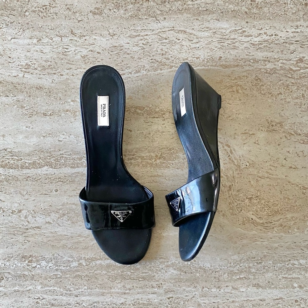 Vintage Prada Logo Sandal Wedges